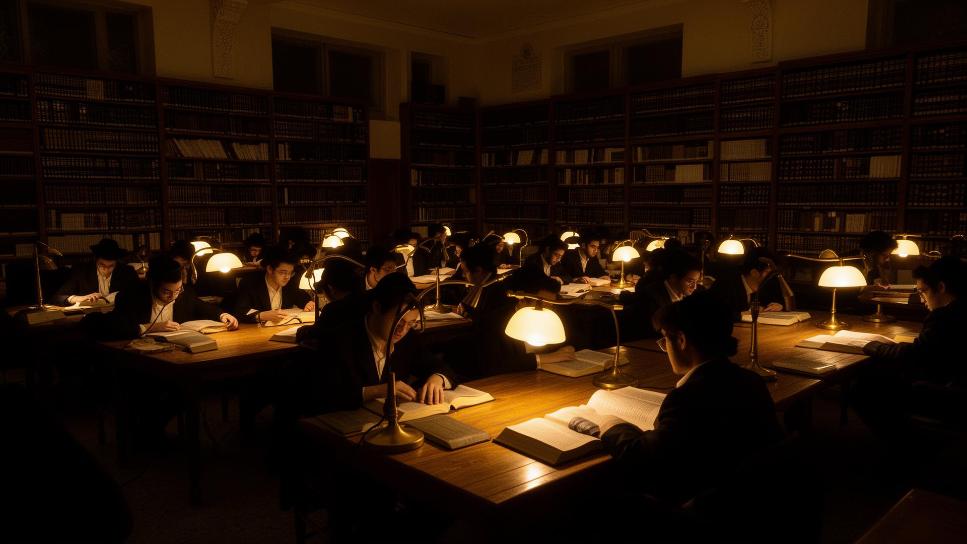 Bochurim learning in the Beis Medrash
